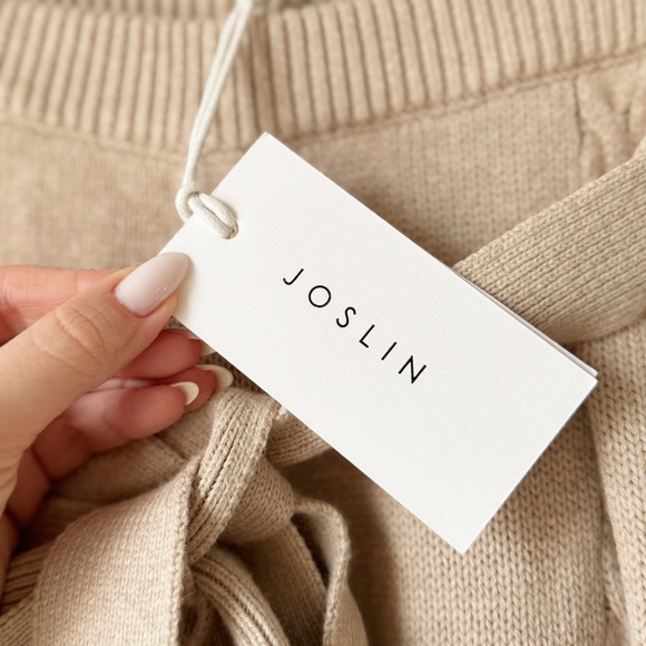 NEW JOSLIN STUDIO Lucia Knit Cotton Cashmere Cream Pants with Belt S(4)Size - Picture 4 of 6